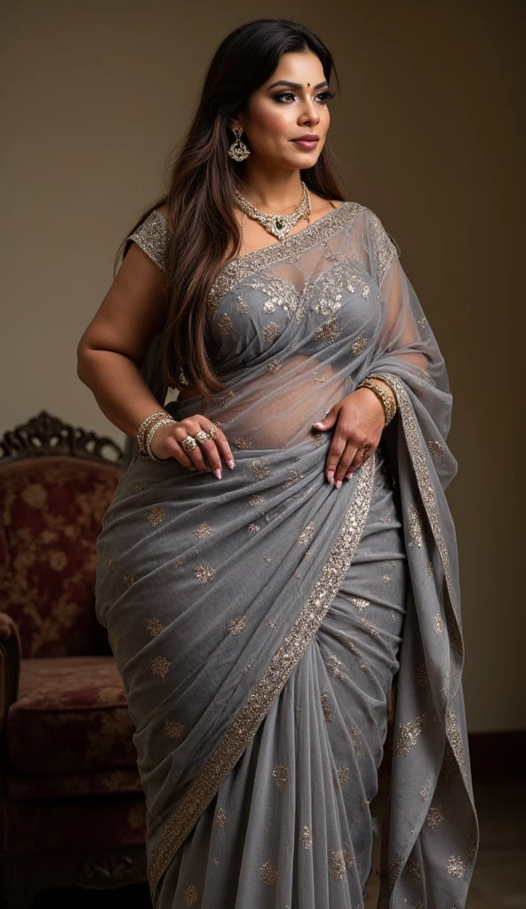 Beautiful Indian curvy plus size Woman madhubala, wearing saree, sari Beauty, gorgeous, curvy plus suze body, Apsara, Maharani, royal queen woman, Urvashi, matchless beauty, Highly detailed, Matchless beauty, captivating, gorgeous, heavenly beauty, celestial beauty, realistic, hyper realistic, micro details, insane details, ultra High resolution, 8k, 32k, intricate, flawless, detailed, detailed face, detailed eyes, masterpiece, perfect face, perfect body, beautiful art, realism, highly textured, beautiful and detailed eyes, uhd, best quality,