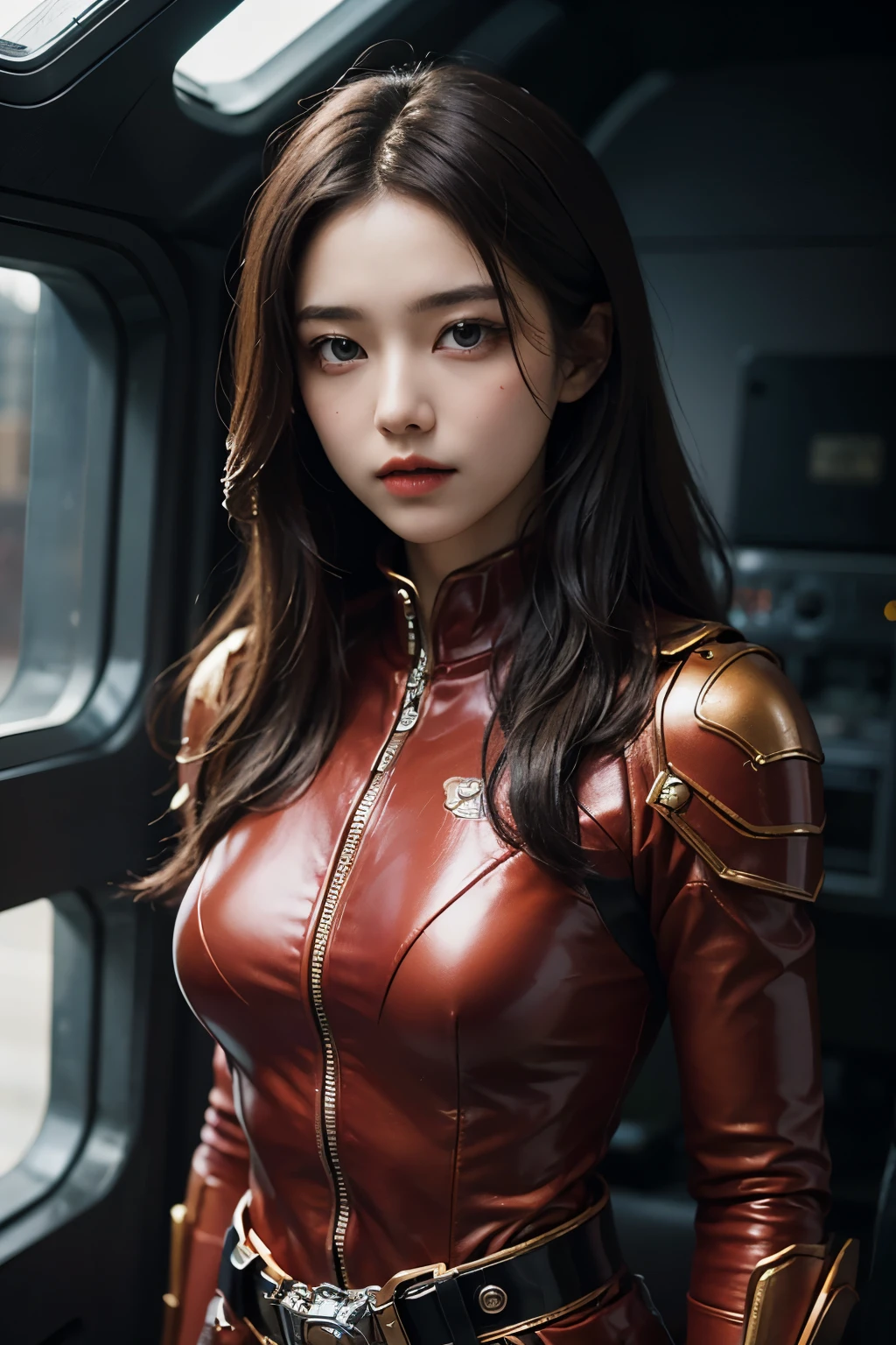 Anna Valerian "Van Helsing", Star Trek, Hyperrealistic portrait of a beautiful woman wearing intricately detailed colorful clothing and futuristic