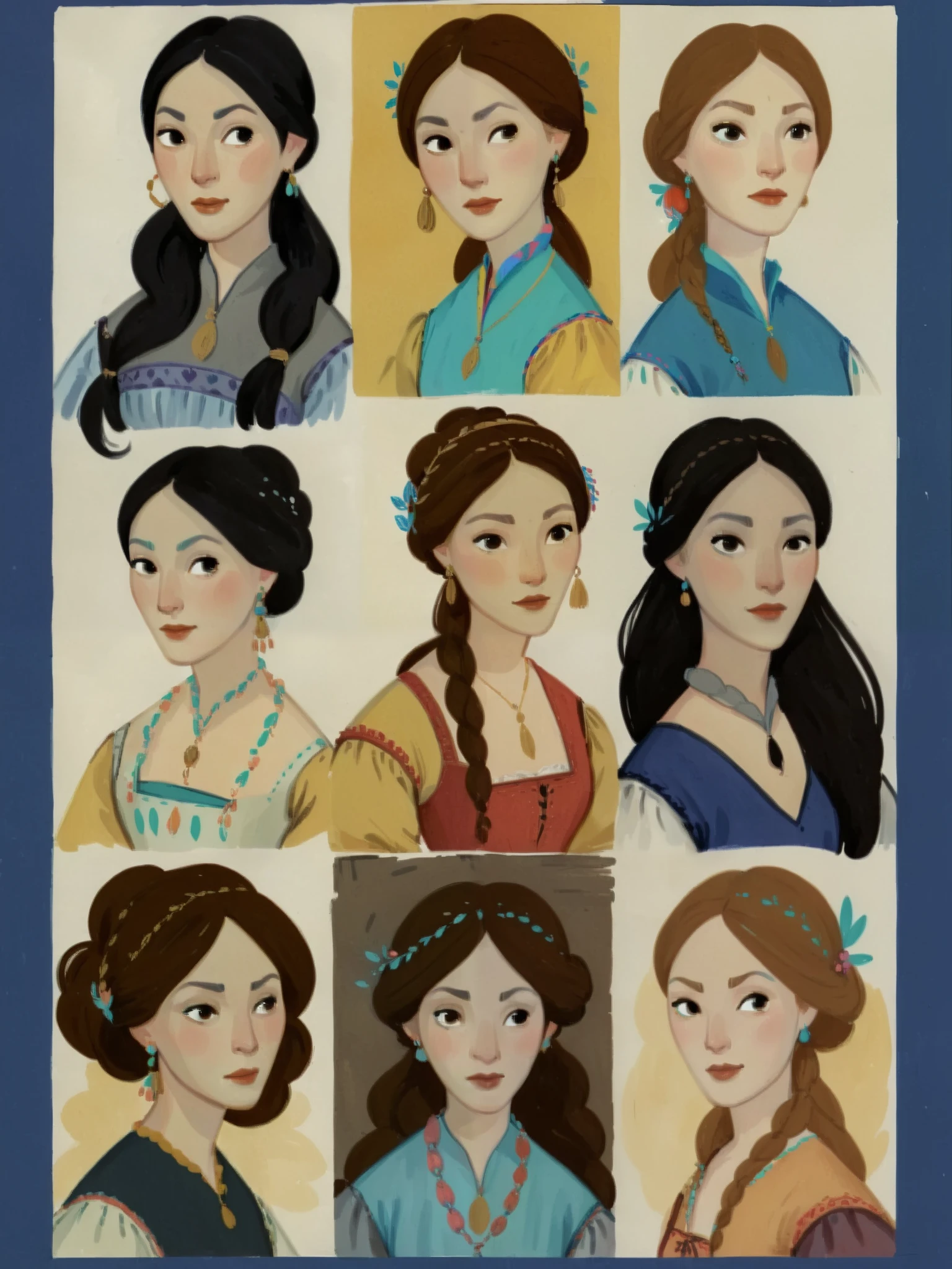 score_9, score_8_up, score_7_up, score_6_up, score_5_up, score_4_up, 1_woman, brow hair, expressive face, long_hair, wearing a vibrant long peasant medieval dress, detailed clothing, sketches, detailed thick gouache painting, illustration, in gougoupaintleaves style:1.5, hyper_dynamic scene, pov from above, sattan style, XLCOMIC_POS, novuschroma04 style