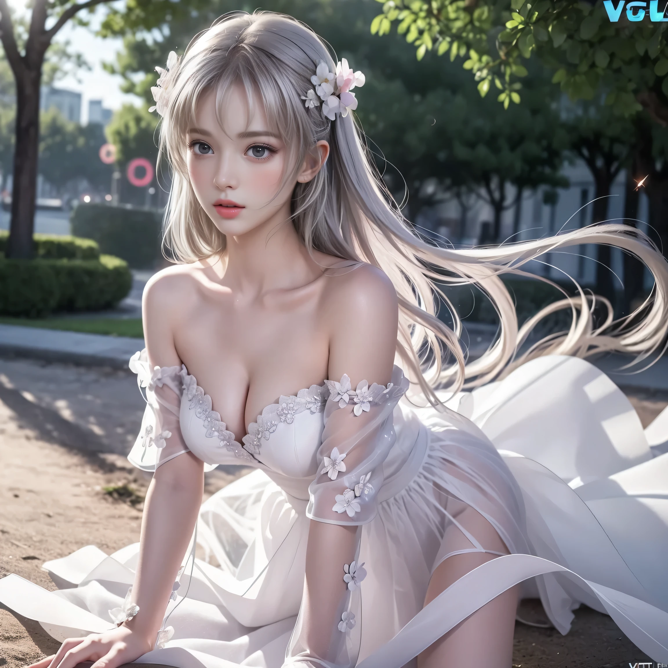 8K, best qualtiy, masterpiece, photograph realistic, Hide your face with happiness, medium breasts, silver ta costume, silver Lace, Aerith Gainsborough, whole body, undergarments, exposed bare shoulders, do lado de fora, outside, Covered with snow, cloaks, high high quality, Adobe Lightroom, skin with high detail, look at the viewer, exhibitionist, pervert, show panties, lowered panties, horny exhibicionist girl, transparent underwear, excited smile, transparent panties, visible genitals through the transparent panties, dominant girl, seduce