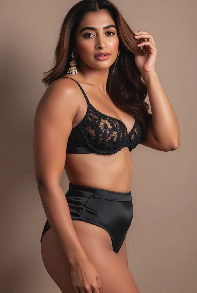 through the epic realism style, create the image of 1 woman approximately 26 years old, glad, Brazilian, South American appearance, lowrise, Light brown bun hair, dark-skinned, na sala, lying on the sofa in a modern living room, lingerie