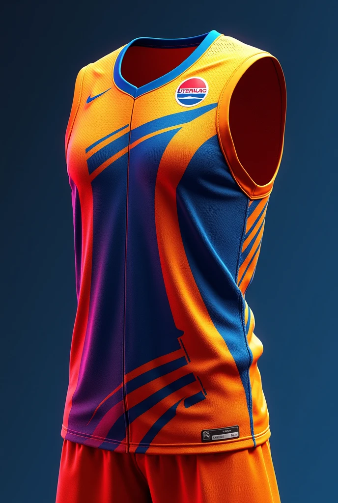 Basketball jersey with colors sky blue, white, yelow, gold