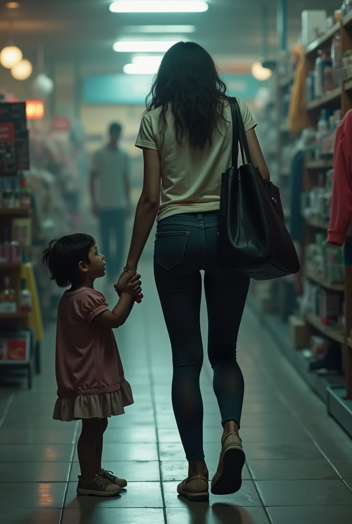stock photo, extremely high quality, 8k, cinema style, (((whole body in picture))), 28yo attractive elegant lady, Eleonora Pavinat, (((talking to a little boy))), the woman has wide hips, sportive figure, very long hair, cozy, casual, film grain, analog, (gigantic saggy oversized low hanging breasts:1.5), white t-shirt, business pencil skirt, high heels, (((talking to a little boy))), both persons standing in a modern city, both persons shown from the side