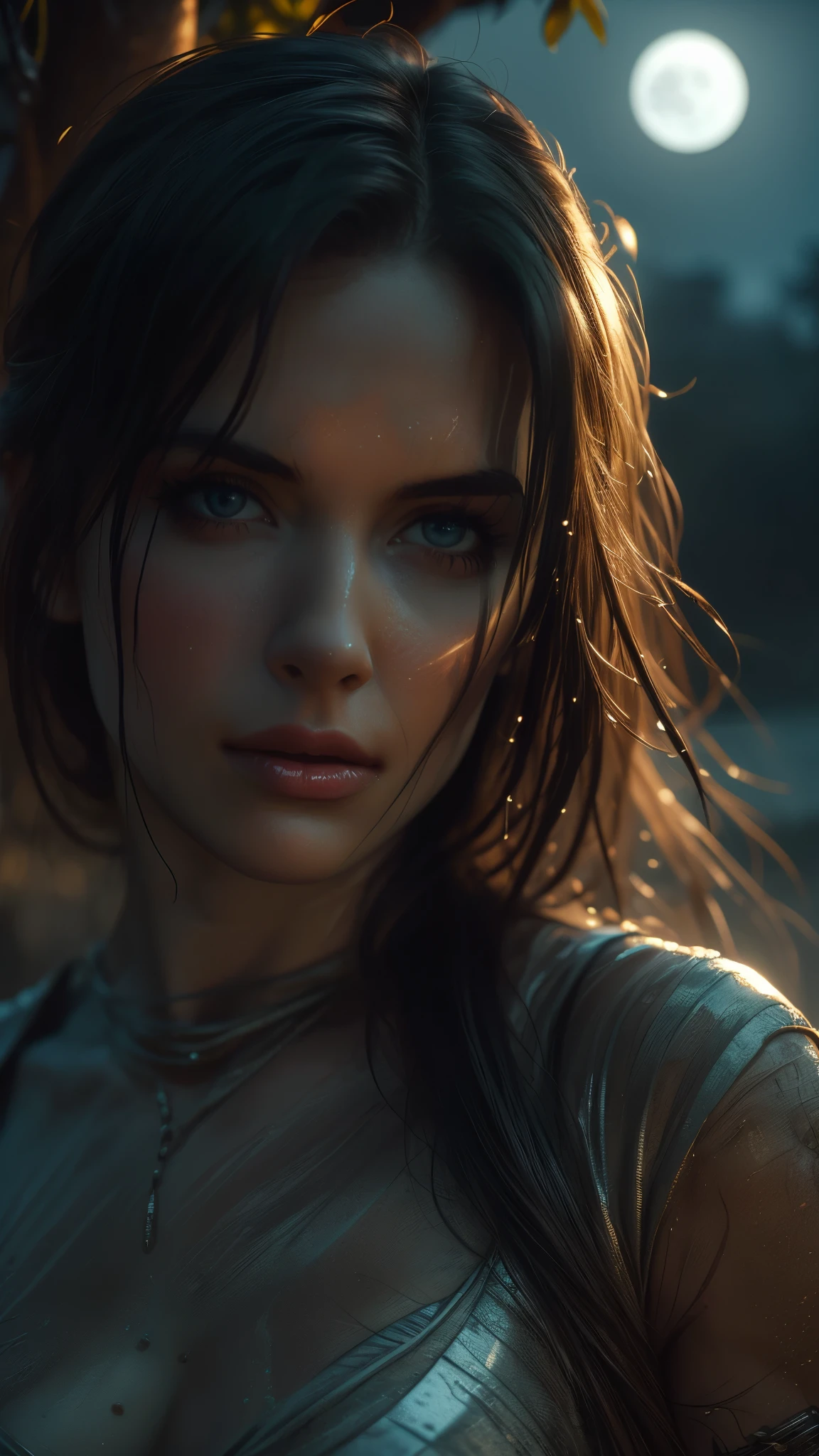 ((( ultra realistic ))), (( ultra-detailed face and eyes: 1.3)) ,(local girl) , with very long thick hair , feathers in hair, (( some clothes )) , (Navatl ), (wet skin and clothes ), ( fighting each other in a combat position ), in the jungle near the river , rain, Mysterious Dark Atmosphere (in the moonlight, Night, shadow), contrasting , (( ultra-detailed )), ((skin detailing)), ( movie scenes about ancient people ), ( dark color scheme )