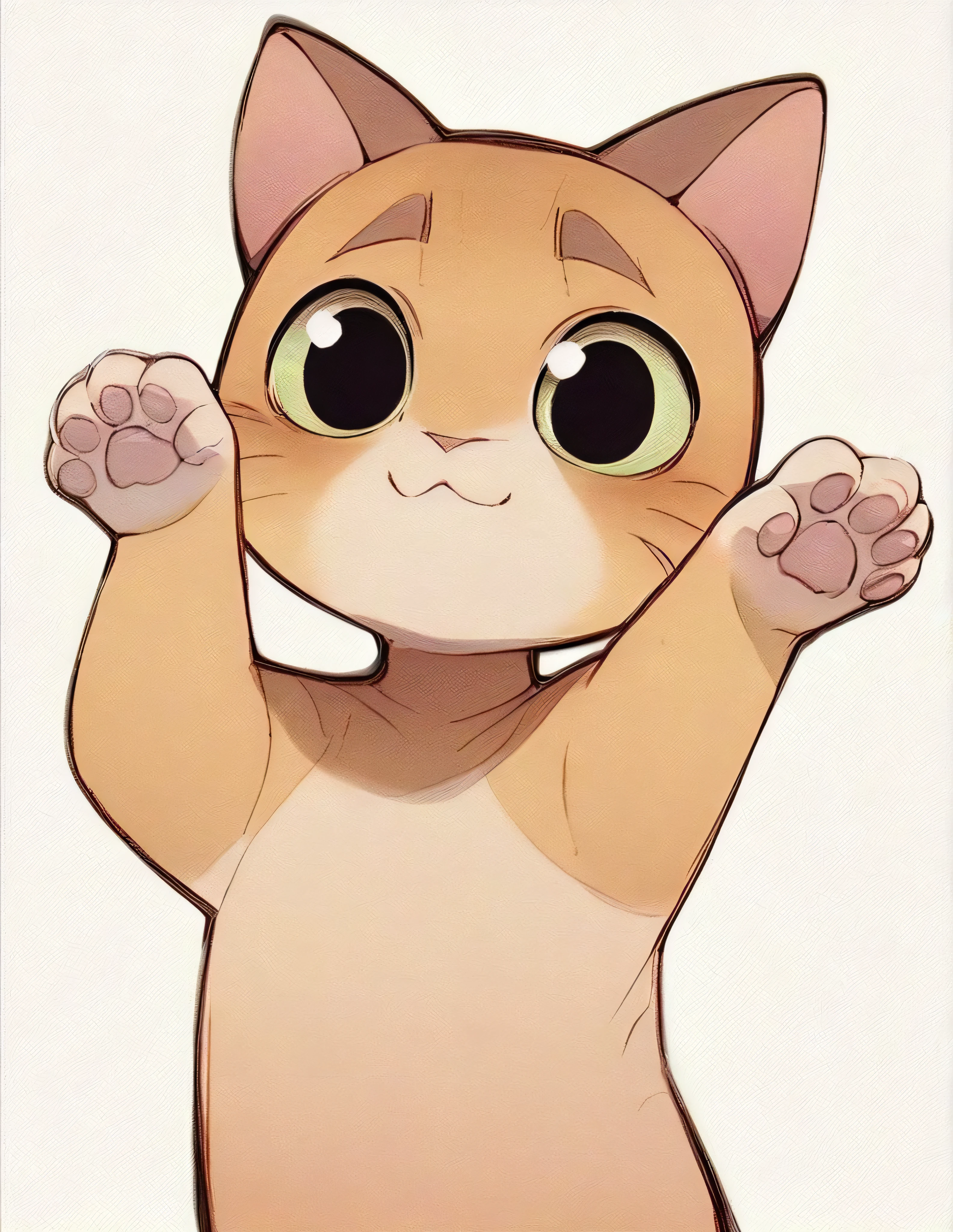 score_9,score_8_up,score_7_up,score_6_up,score_5_up,score_4_up, 2D anime art, 8k, high quality, high details, white background, solo, cute, cat, theo, (theo:1.4), small claw, standing, cute pose, correct paw,