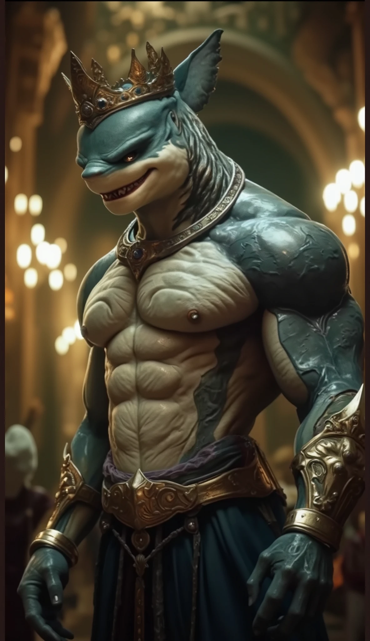 Rendered in ultra high definition, a muscular earth elemental poses confidently in intricate briefs. His sculpted physique showcases the strength and power hidden within the earth. His deep-set eyes, full of wisdom, gaze intently at the viewer, and his detailed facial features display a subtle smirk. The earth elemental's skin is covered in intricate veins, revealing the intricacy of his organic form. The earthy tones of his body contrast sharply with the vibrant, glowing briefs that highlight his muscles. The scene is set in a serene, natural environment, with a soft, warm light illuminating the earthy surroundings. This masterpiece, created by