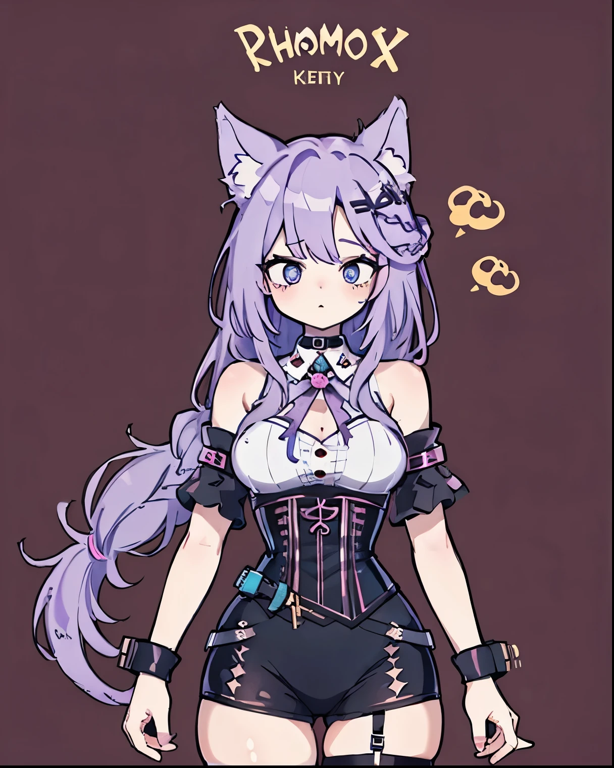 species: dog
main colour: lavender
style: cyberpunk
hair base: ridiculously long
hair addons: braid(s)
key accessory: corset
Female, kemonomimi