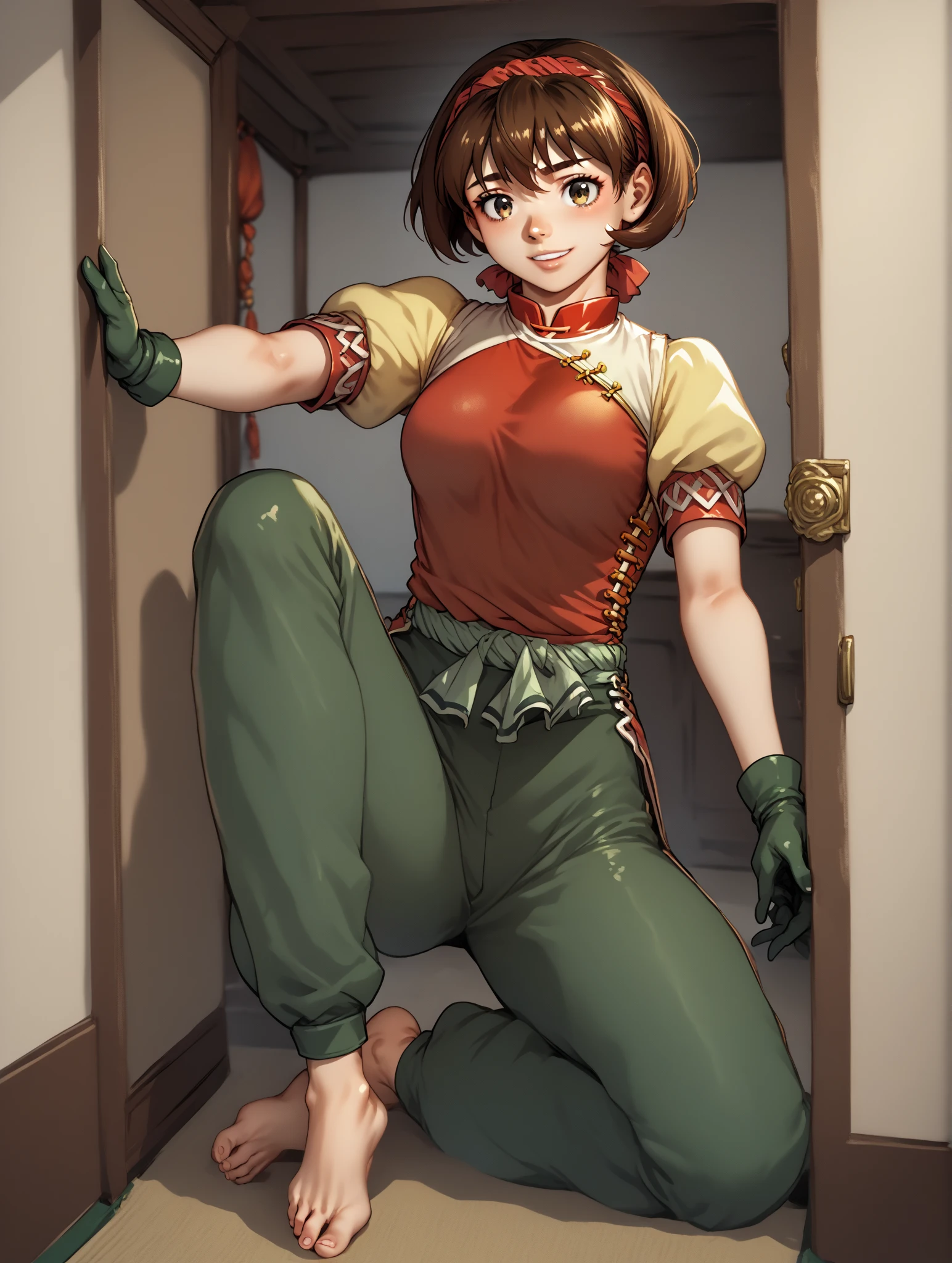 8k, ray tracing, vibrant colors, (1girl), (solo:1.4), (Azula:1.4), red clothes, black hair, short hair, topknot, (bitgag:1.9), full body, (brown orange eyes:1.4), slender body, masterpiece, sharp focus, Best Quality, depth of field, cinematic lighting, very detailed clothes, (used condoms, condom belt, used condom belt, condom hair ornament:1.6), Perfect eyes, perfect hair, Rich in details and textures, masterpiece, Best Quality, beautiful girl, Sun light, chiaroscuro, (perfect hands:0.7, Clean hands:0.7), ((((Professional photography)))), ((Dream)), Whole body