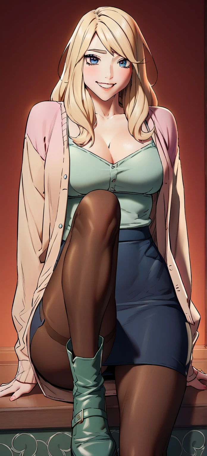 Mature female, nsfw, masterpiece, best quality, highres, intricate details, noona, loose sweater, naked, pussy, clothes lift,