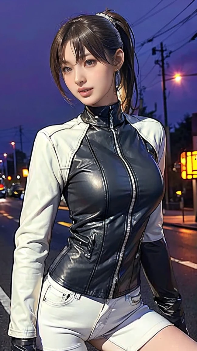 (nsfw), masterpiece, Best Quality, Realistic, Futuristic fashion art,
BREAK
beautiful young woman, ig model, render of april, (wide angle, all body shot, standing:1.6),
BREAK
bold exposure, (ultra slim waist, firm large breasts, medium buttocks, beautiful sexy legs:1.2), cameltoe, exuding a sculptural beauty, White and beautiful Silky skin, thin and beautiful neck, small head,
BREAK
(White and black military print bodysuit: 1.3), (Sleek black leather belt with futuristic metallic buckle: 1.2), (Low-rise black leather shorts with zipper accents: 1.4), urban vibes, (Sheer black mesh bomber jacket with white and black military patches: 1.4), (Chunky black combat boots with silver hardware: 1.5), fierce and bold, (Black fingerless gloves with white LED lights: 1.3), high-tech accessories, (White and black camouflage print bucket hat: 1.3), (Oversized black sunglasses with reflective lenses: 1.2), edgy attitude, (White and black military print backpack with multiple compartments: 1.4), functionality meets style, (Sleek high ponytail with black and white ribbon accents: 1.3), futuristic hairstyle, (Graphic black and white eyeliner for dramatic eyes: 1.4), striking makeup, (Confident stride with a hint of rebellion: 1.5), embodying the essence of future street-chic fashion,
(in a concrete, fog, mist, Realistic black Shadow) , small head, Detailed face, cute and Pretty slim face, happy, Duck mouth, perfect beautiful Tooth, arranged gray hair, blue eyes, shiny eyes, looking viewer, NSFW