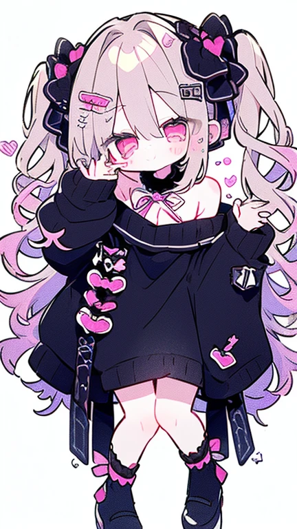 best softness:1.2),(cute illustration:1.2), (decora accessories:1.4), (succubus:1.3), demon beautiful long hair, detailed outfit , red eyes , hot pink hair , twintail , black outfit (white fishnets:1.2)