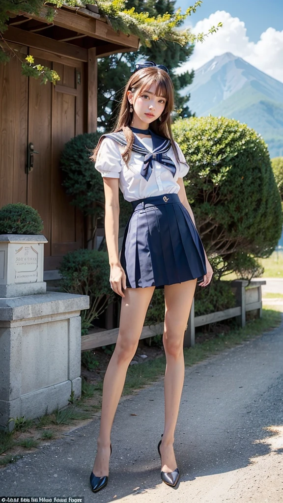 20-year-old women、Cosplay、Sailor suit、Knee-high socks、Panty shot、Muscle man