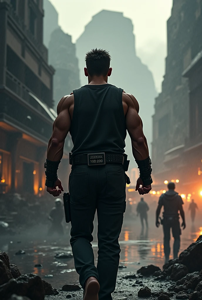 (extremely detailed CG unity 8k wallpaper,best quality, masterpiece),(best illumination, best shadow, an extremely delicate and beautiful),high resolution,zombie horde),angry, muscular physique, (facing forward:1.3),running, (based on sky or in the city:1.2), (with rain:1.5+with lighting:1.2), intense action, motion blur,exaggerated perspective:1.2.