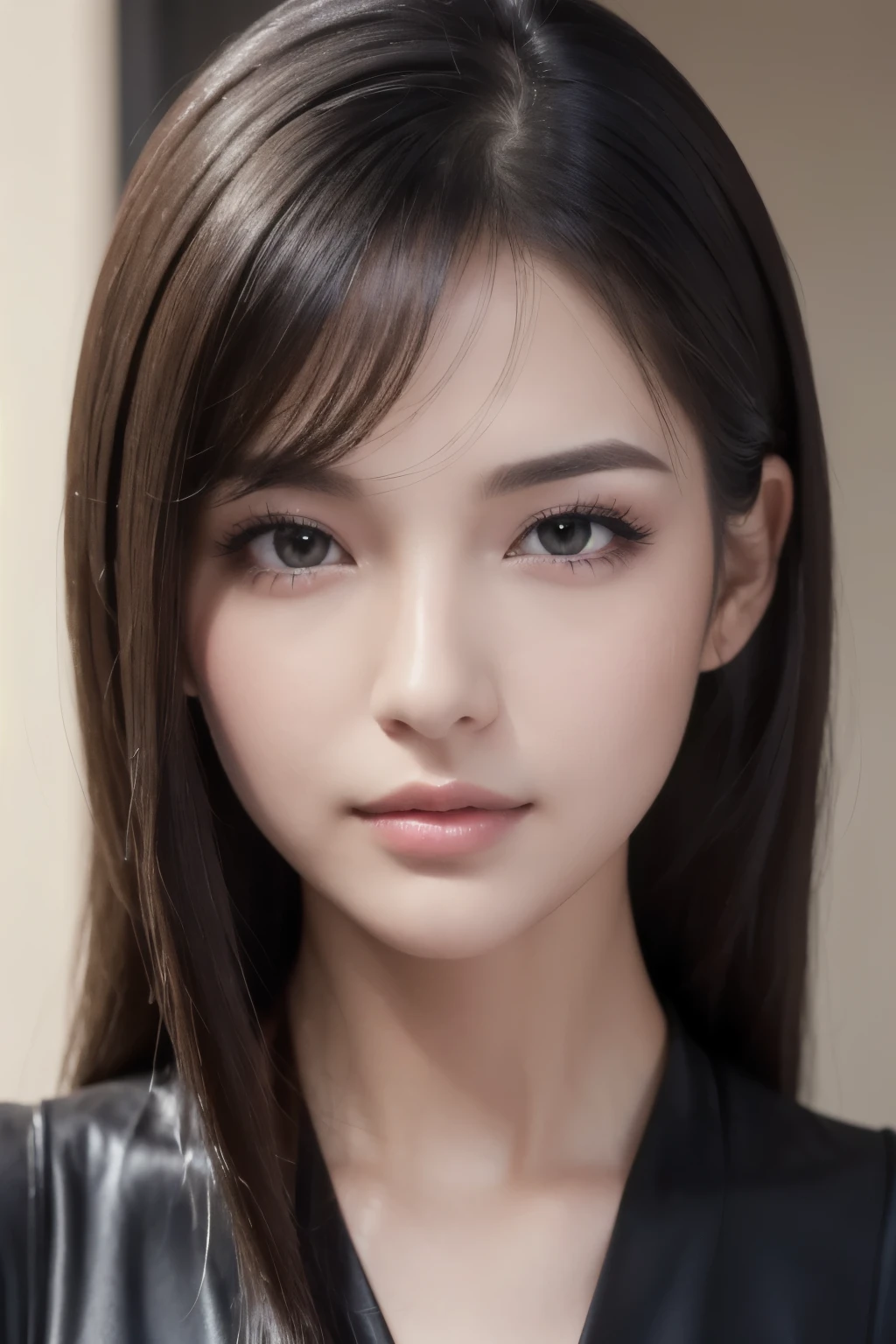 8k, RAW photography, photorealistic: 1.25), (lip gloss, eyelashes, shiny face, shiny skin, best quality, face close to the camera, face looks directly at the camera, full face, ultra-high resolution, allows you to use depth of field, color difference, caustics, moist lips, ultrathin face, shining detailed eyes, black hair, semi-long, fashionable, skin-tight, beautiful black dress