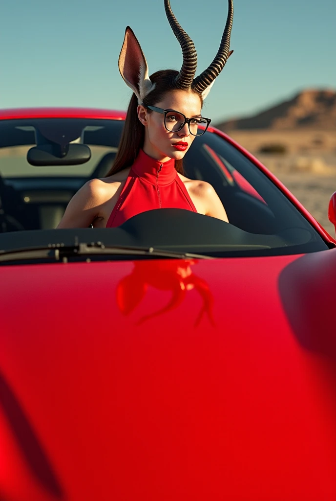 ((Sadie Sink, sitting in red Ferrari, wearing bikini, sunglasses, ultra detailed face, sideview)) , Carwash, Perspektive von hinten, nasses Haar, Meisterwerk, ultra-detailliert, ultra realistisch, highest quality, RAW-Foto, Waschanlage