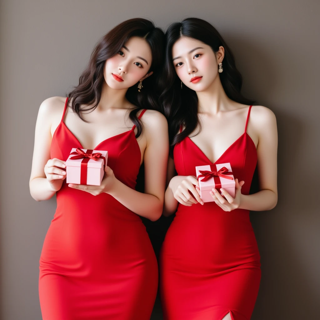 (perfect glossy shiny skins:1.3),(cowboy shot:1.5),
(1girl),
(8k, RAW photo, best quality, masterpiece:1.2),(realistic),(photo-realistic:1.37),ultra_color,high quality,ultra detailed,ultra-fine painting,sharp focus,extreme detail description,hdr,
professional lighting,photon mapping,radiosity,physically-based rendering,highres,extremely detailed,cinematic lighting,
(beautiful big eyes),round eyes,pretty face,Blushing face,light smile,high nose bridge,shiny eyes,
[:(detailed face:1.2):0.2],(PureErosFace_V1:0.2),(ulzzang-6500:0.8),
(a 20 years old beautiful irish woman),(a face of perfect proportion),((wavy hair)),((dark blue hair)),(heart hair ornament) BREAK
beautiful composition,(muscle:0.8),(cleavage),
(bigbreasts:1.2),cheongsam,heart_cutout,side_slit,(holding red envelope),chinese text,still life,chinese zodiac,<lora:redenvelope2:1> BREAK
(new year,the living room bursts with vibrant red decorations, from hanging lanterns to intricate paper cutouts adorning the windows. A large round table in the center showcases an array of mouthwatering dishes, while a festive table displays red envelopes and treats,lively),
(sweaty),embarrassed,<lora:FilmG2:0.4>,from the right,wide_shot,<lora:more_details:0.3>,