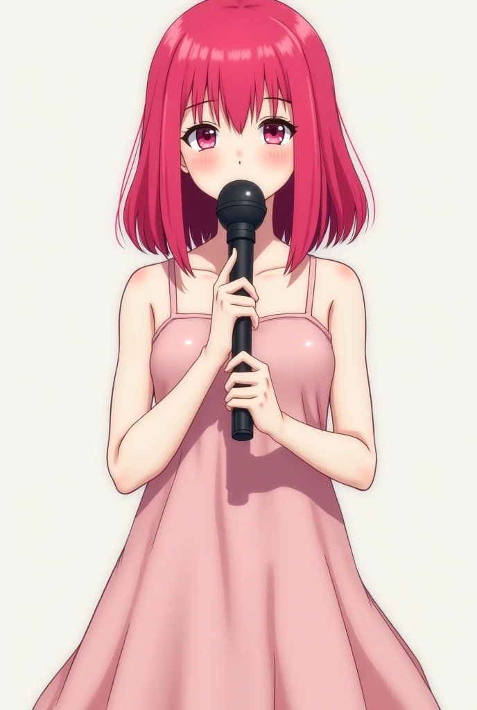 (super flat, flat shading, flat color star piece, highest quality, 1 girl, young , dress, white panties, sing, close your eyes, blush, Emotional, karaoke, microphone, best shadows, watercolor
