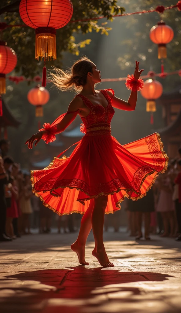 Create an sketch drawing of a person wearing black long sleeve and leggings with an overlay of yellow fabric on the shoulder and red fabric in the waist for folk dance contest (singkil)