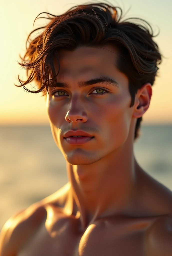 Young guy, moreno, barefoot, straight black hair, in the sun