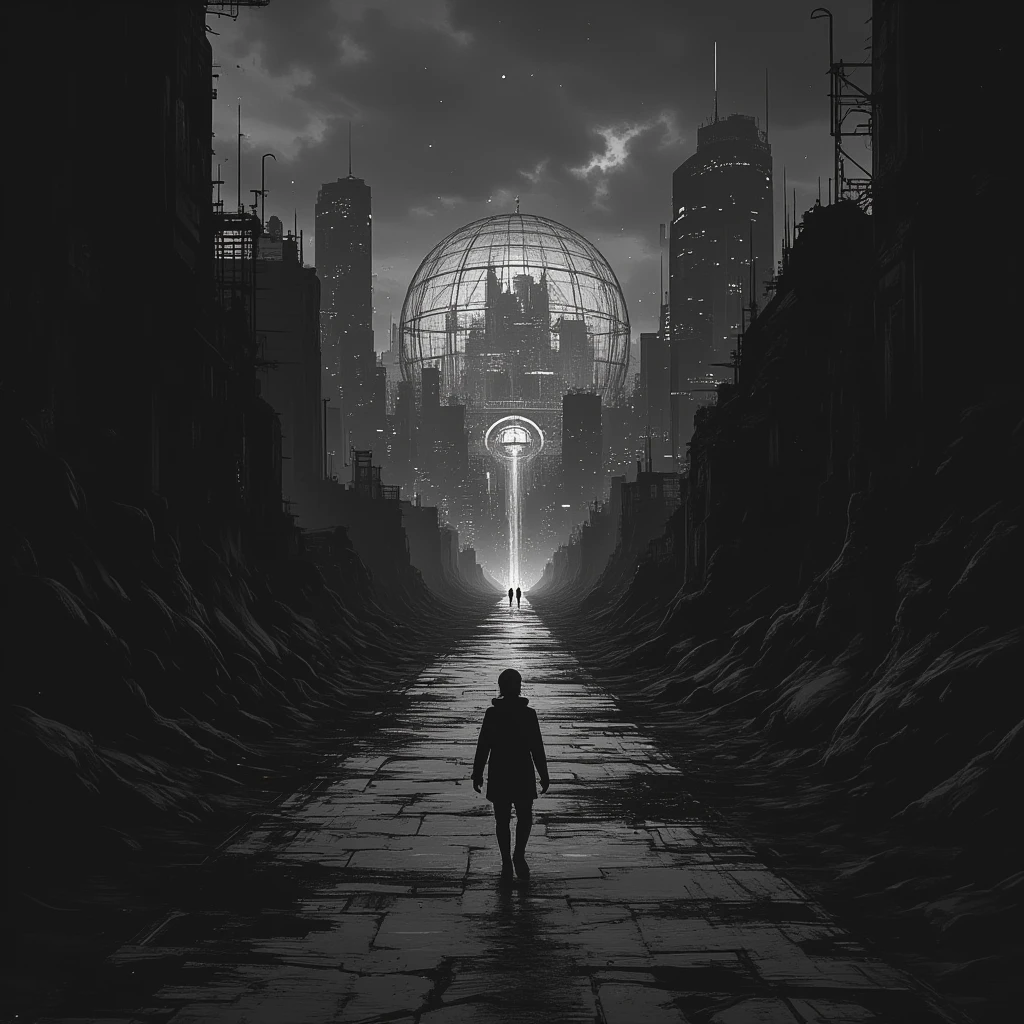 masterpiece, best quality, ink lineart, Junji Ito manga, a derelict space observatory floating on a small mass of land in space at the edge of observable universe, <lyco:darkfairytales:0.8>