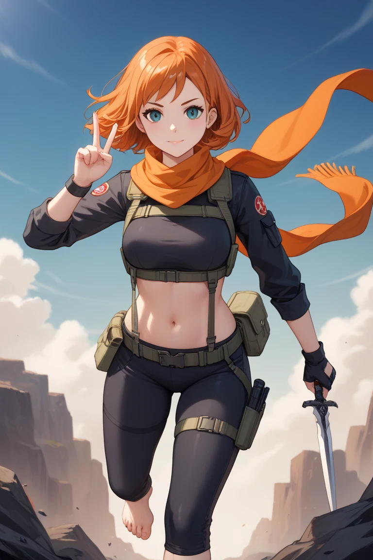 orange hair, sexy young woman, medieval ranger, tight outfit