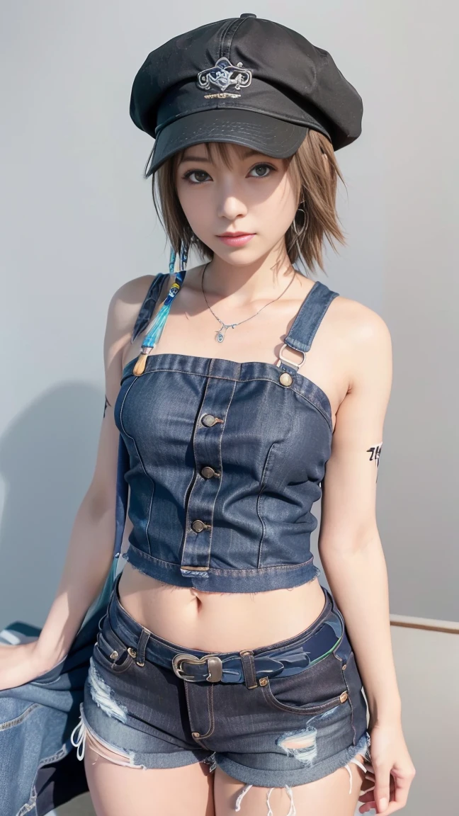 Garota, olhos azuis, cabelo loiro, pontos, portanto,, azul curto, luva preta, meias longas pretas