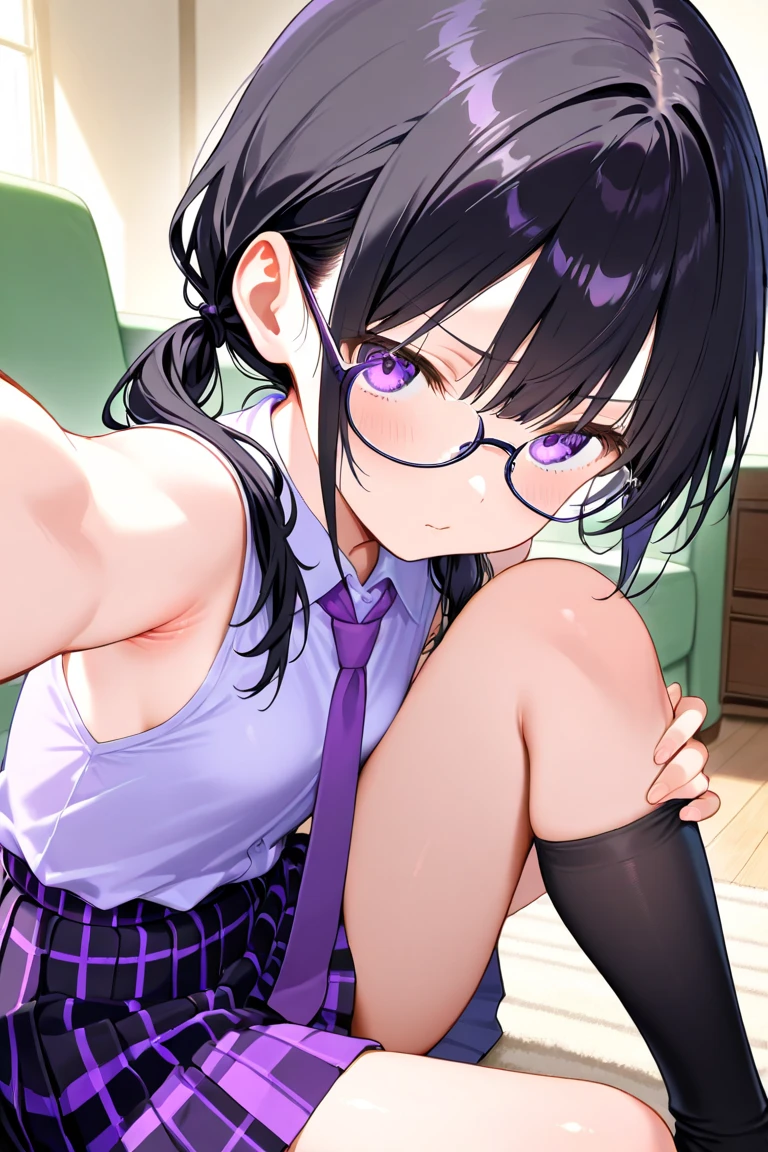 (masterpiece, best quality, highres:1.3), 1 girl, flat chest, twilight, outdoors, subway station, cinematic lighting, waterfall braid,purple hair,  bangs, hair over eyes, peach eyes, striding, shirt, miniskirt, choker, unfastened, (from below:0.8), looking front,(Nipples see through),skirt lift,cameltoe,sitting,open legs, , ((cum,sperm,semen)),(((cum on face))),((ejaculation semen)),((ejaculation cum)),(((bukkake))),glasses