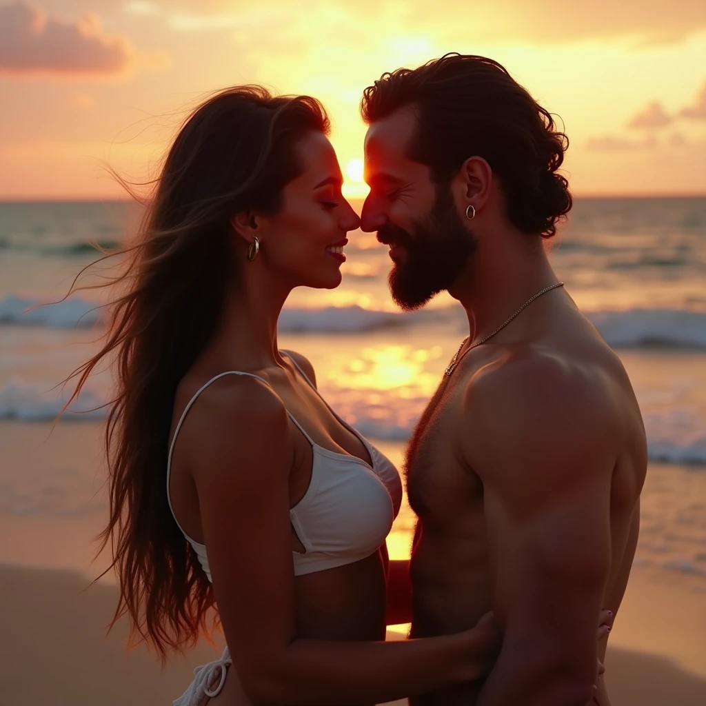 Many couples come to White Party Sea Art ai use Prompt: A Korean white-skin man is hugging an Indian dark-skin hairy man. They are old, obese, grey hair, hairy body, facial hair. Both men are shirtless, wearing white shorts, standing behind the ocean. Realistic photo, High level of clear picture See the face clearly, see the eyes