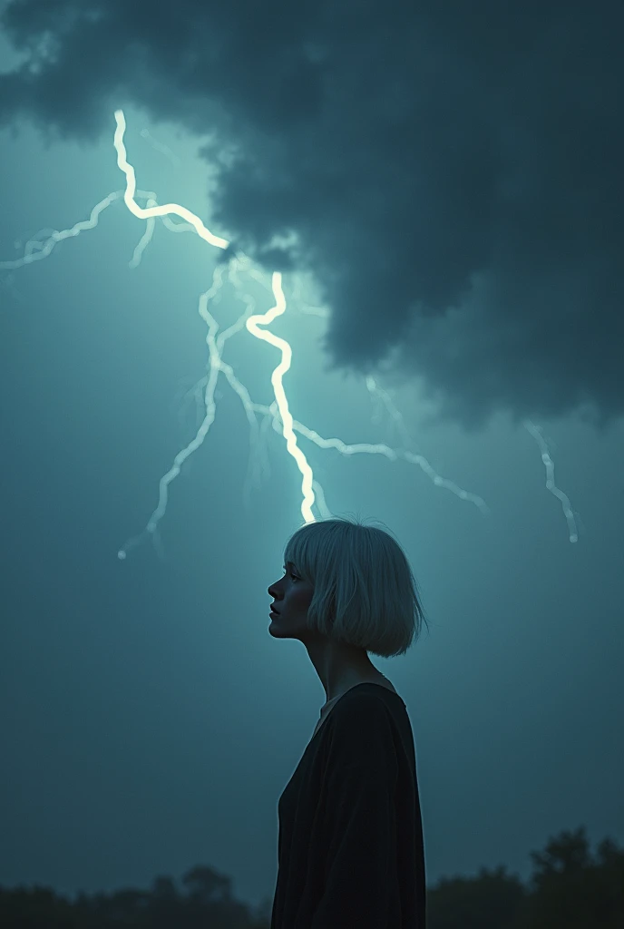 Woman being electrocuted by lightning