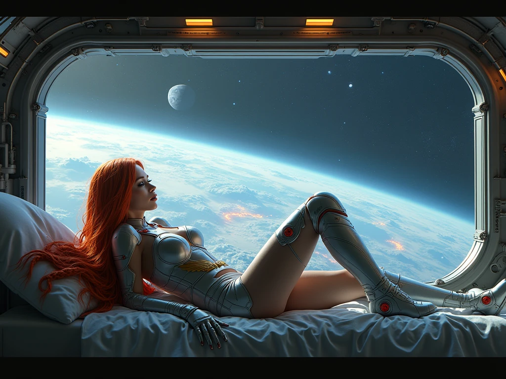 Hand repair sexy goddess,best qualityer,Snow-whiteskin,8K high quality,Sexy goddess,huge-breasted,A pair of big eyes are beautiful and moving,White skin,putting makeup on,Red long-haired,Volt perspective,Lower body mermaid tail,curlies,Sexy outfit,Volt view,Look up,gold;jewely,A sea of clouds,Flying in outer space,Behind,Ocean Earth,Space-time gate,milky ways,Above the ocean,swell sea,Greatwave,Beautiful sunset sun,lighthouse,coda,People fly in the air,Very artistic photos