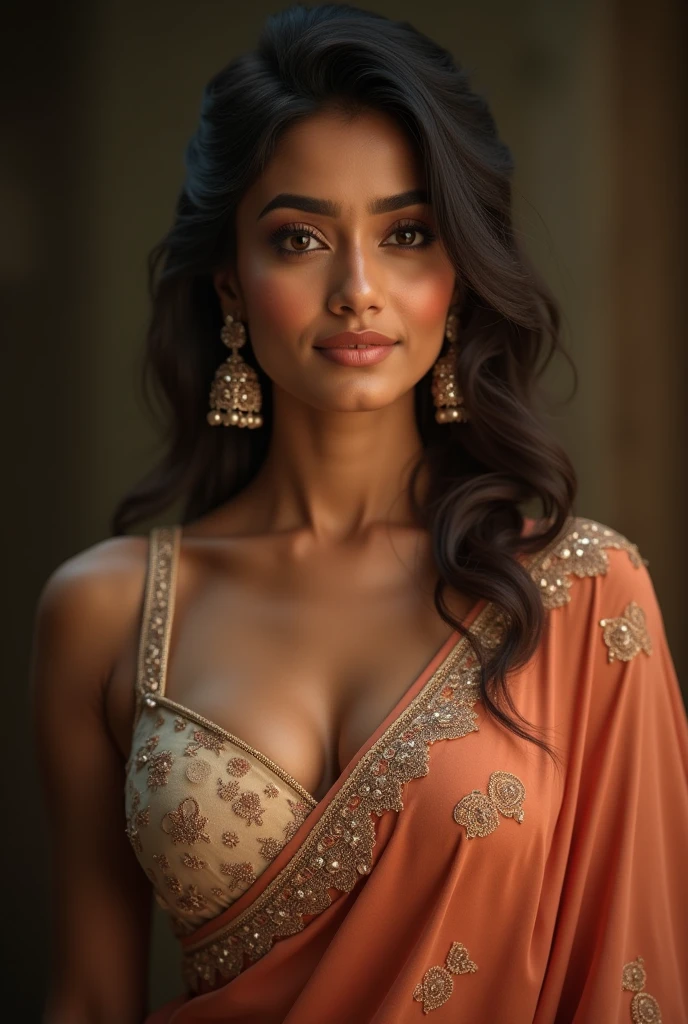 Beautiful Indian supermodel with thin lips.