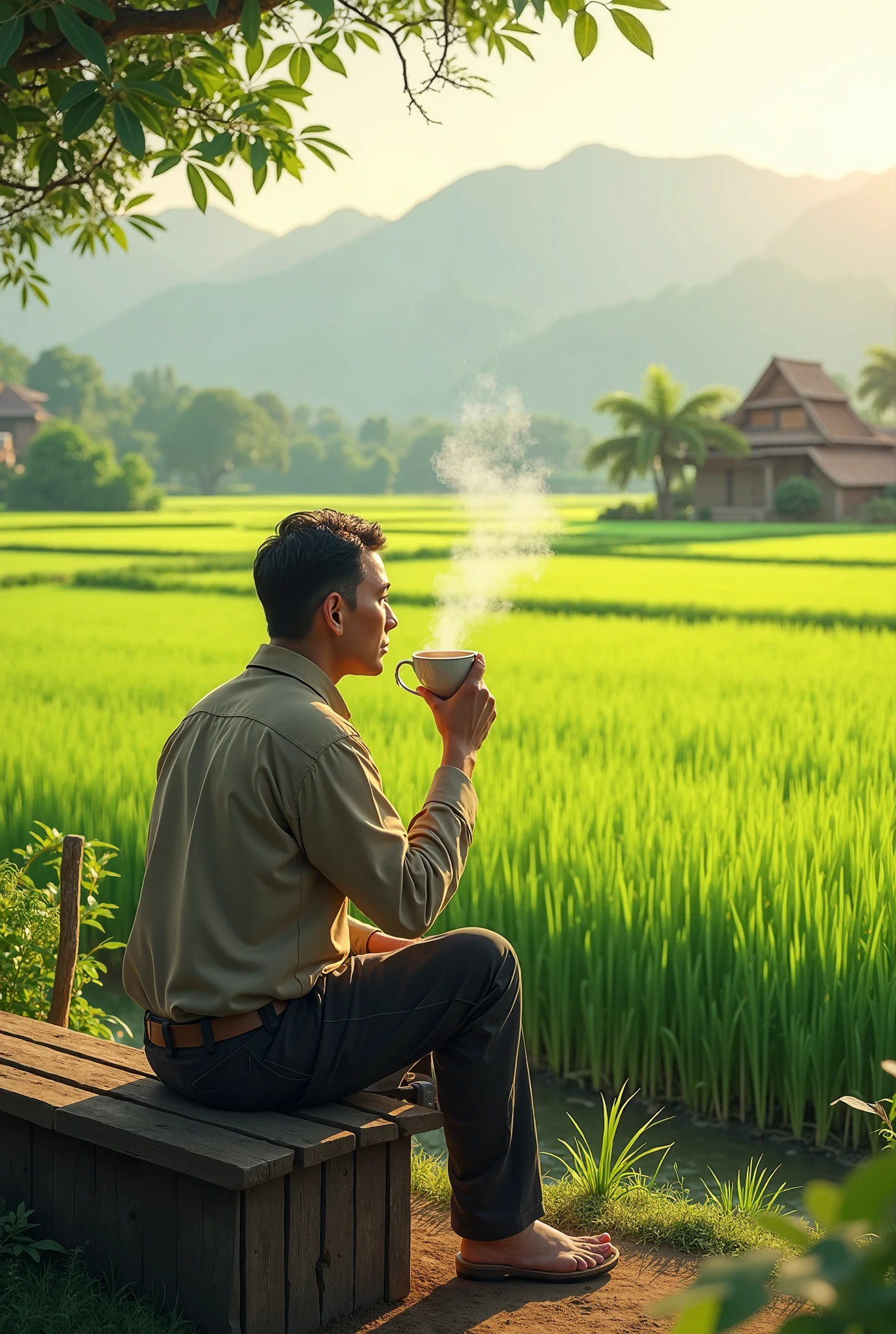 Araffe sitting on a bench in a field of green grass - SeaArt AI
