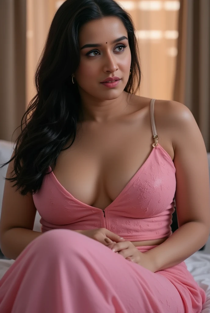 a close up of a woman in a pink dress on a bed, indian, very sexy pose, indian goddess, attractive girl, very seductive pose, sexy girl, attractive pose, sexy pose, provocative indian, sexy look, attractive woman, lovely woman, sexy hot body, sexy movie photo, indian super model, sultry body with sexy belly, with beautiful exotic, kajal agarwal
