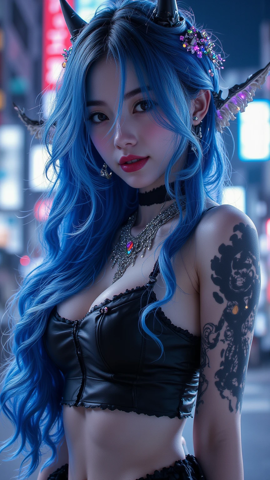 (((of the highest quality: 1.4))),(unparalleled masterpiece ever), (Ultra high definition),(Ultra-realistic 8K CG), offcial art、 (((adult body, accentuated super huge enormously gigantic tits, cleavage showing))), (((1girl))), (((very long hair, sitting spreading her legs open, arching her back, sexy seductive slutty pose))), beautiful sexy horny girl with a perfect body,Beautiful and well-groomed face,Fancy makeup,Detailed fashion,crop top and micro thong lace panties, (Image from head to thigh),((rainbow colored hair )), Simon Bisley's urban savage style,Detailed background of luxurious bedroom,Clean abs, Complex graphics, dark pink with white stars and gray and white stripeany poisonous tattoos, tattoo sleeves)), piercings,