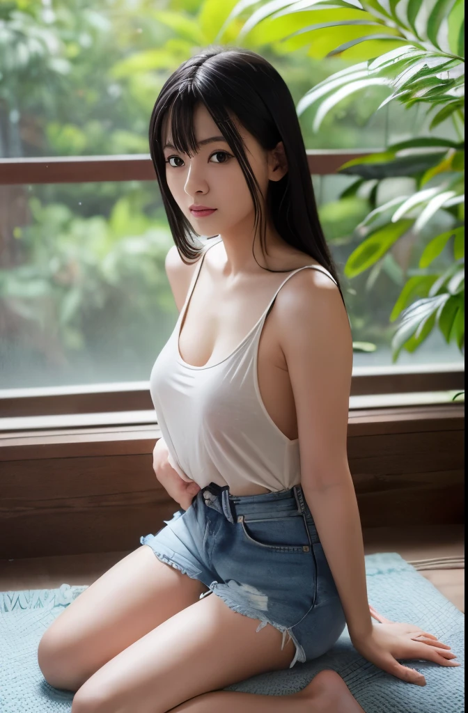 Photorealistic,masterpiece, best quality,ultra-detailed ,japanese tween girl,cute,((takes off her pants and shows her panties)),She takes great pleasure in showing off her hip to viewer,latest sensational fashion,open mouth,black hair,small breast,very happy,very slutty,outdoor,Hakata,Japan,