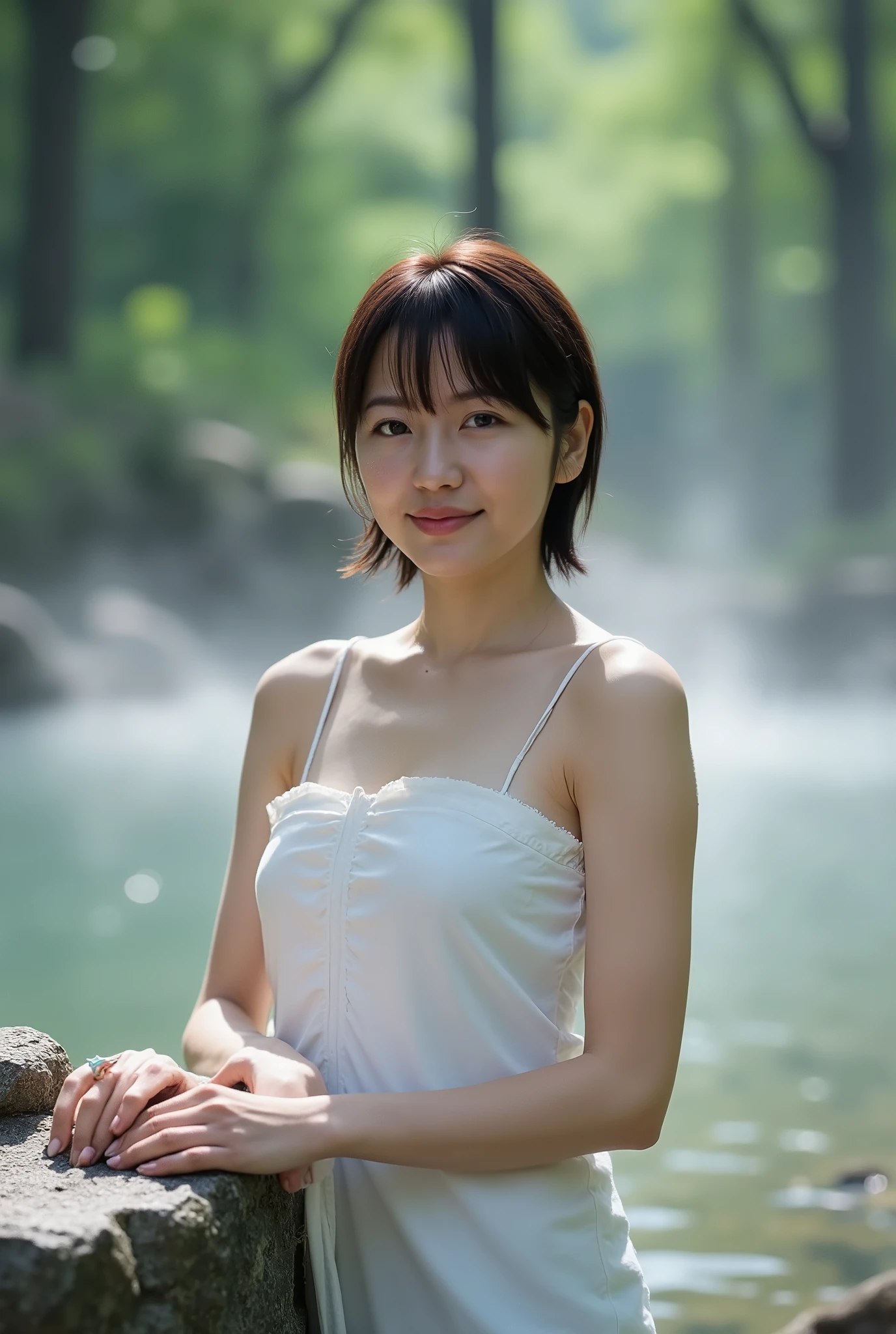 (( Be careful))、最 high quality、 high quality、 best image quality、8k、最 Hi-Res、 Hi-Res、最 high quality、 Masterpiece、 Far and Close、 detailed and realistic human body 、 Fine and realistic skin 、 realistic face with book and notebook in every detail、 every detail is realistically reproduced 、 detailed and realistic lips、Detailed and realistic teeth、Realistic ears、 realistic and exquisite hair、 Fine and realistic arms 、 every detail is realistically reproduced 、Extremely realistic fingers 、( beautiful hands 、thumb1reference4)、 realistic feet down to the last detail 、(( A beautiful Japanese girl ))、( Japanese model), ( Japanese woman)、(( 18 year old beautiful girl ))、( black hair)、( random hairstyle)、( sexy look)、((whole body))、((Beautiful upturned breasts))、(Slim Style、Slim Fit)、(whole body glossy skin、 white skin)、(( wrap a towel around your body .))、((Thin towel( You can see her skin through the wet thin towel .))、(The shape of her nipples is clearly visible through the wet thin towel)、( the shape of the pussy is clearly visible through the wet thin towel .)、(( The wet thin towel sticks firmly to the skin .))、( Soft natural light )、((Deep in the forest( and a natural hot spring springs up))、(( Hot springs surrounded by rocks))、((deep bathtub(Deep Hot Springs))、((Hot Spring Girls))、((Take a bath in a hot spring))、((A woman warming up in a hot spring))、(( hot springs))、(( up to her shoulders Hot Springs ))、(( 底のDeep Hot Springs ))、(( main body visible from the surface of the water, wrapped in white fog))、(( Hot Springs with Strong Steam Gushing Out of Water ))、(( a lot of steam rising from the hot springs.........))