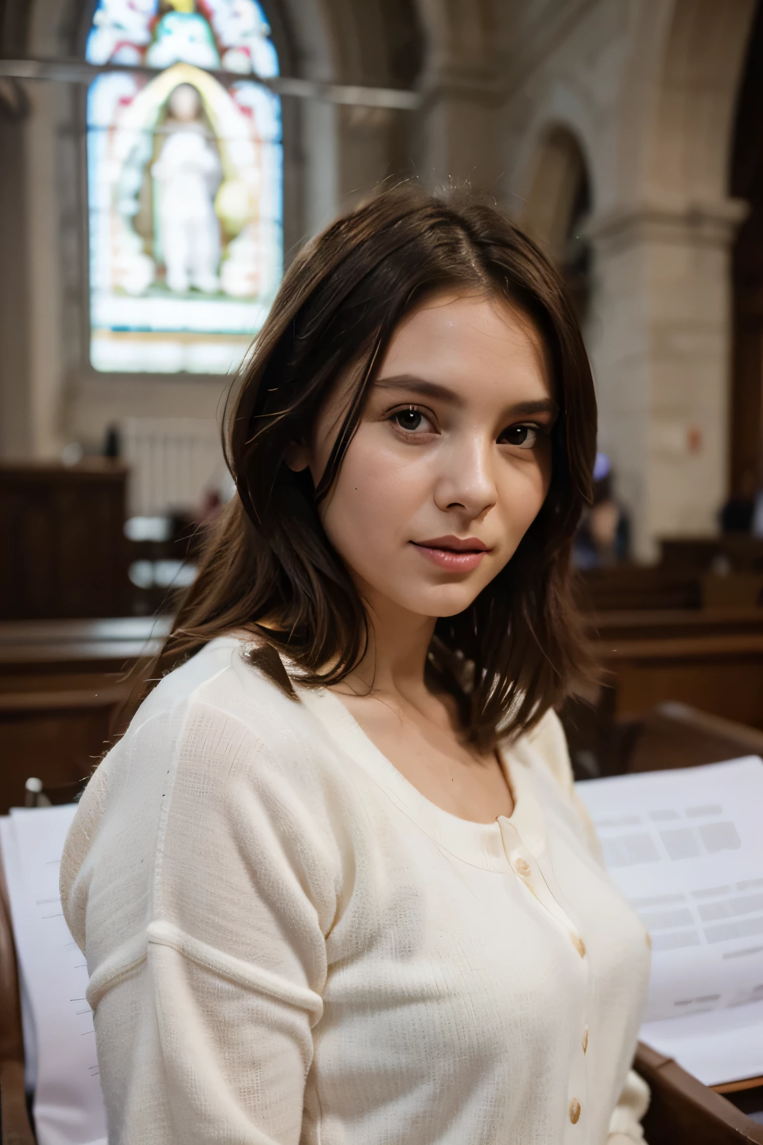 Girl White Skin in Church