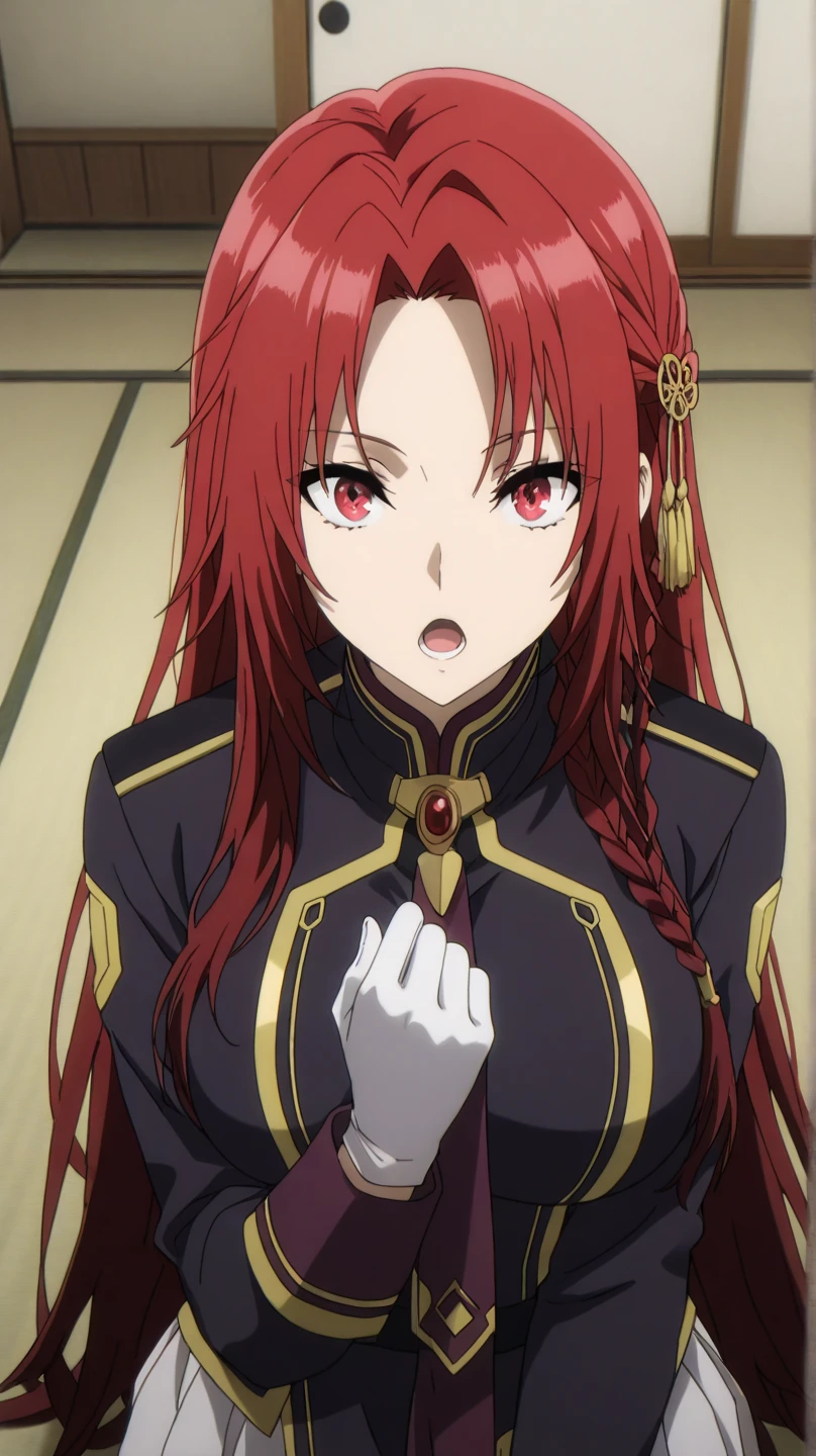 best quality, red hair,red eyes,masterpiece, highres, solo
