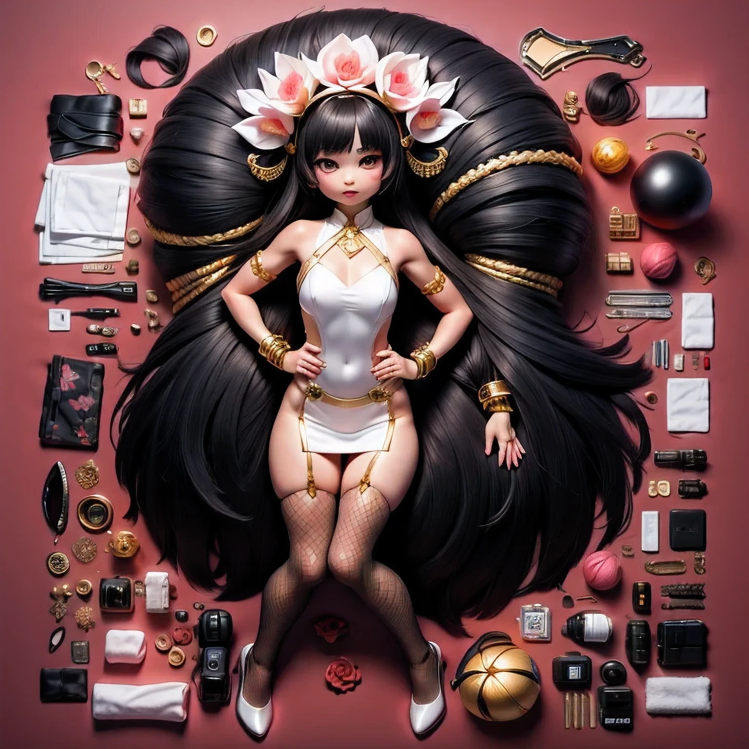 (masterpiece, best quality:1.2), 1girl, ((masterpiece, highest quality, Highest image quality, High resolution, photorealistic, Raw photo, 8K)), Retro Game, Nintendo, SEGA, Namco, Cyberpunk 1:25 miniatures,illustration,Side viewing angle,((Side viewing angle)),Wear gold wire-rimmed reflective sunglasses,Carry future weapons,very happy,Side viewing angle,whole body,three-dimensional,octane rendering,Perfect face,Collagen texture