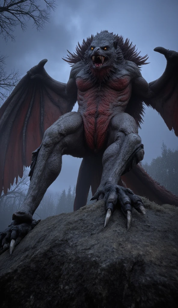feral furred dragon, forest, high resoultion, realistic, 4k, upscales, high detail, realistic fur, fluffy, shaggy, delicate fur, green eyes, thin cock, hyper balls, saggy balls, presenting penis, standing, long thick tail, digitigrade paws, bedroom eyes, smug look, detailed eyes, white sclera, perfect pupil, peeking at viewer, big eyes, precum dripping from cock, black fur, black body, furry balls, fur tuft on balls, dragon wings, dragon face, furry chest, furry arms, furry legs, leaning forward, face up close, 4 paws