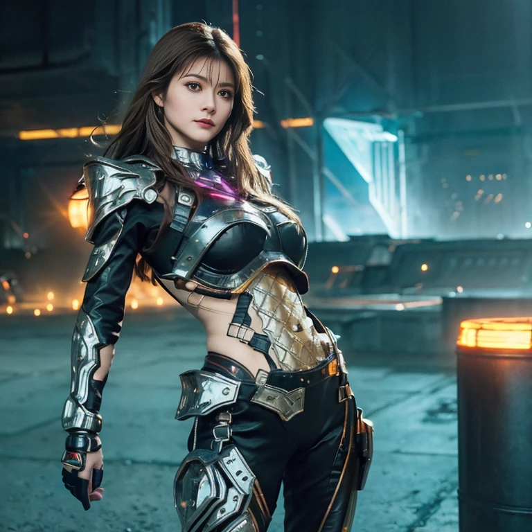 (1 Mechanical Girl)、top-quality、​masterpiece、超A high resolution、(Photorealsitic:1.4)、Raw photo、女の子1人、Golden hair、glowy skin、(((1 Mechanical Girl)))、With a beautiful knife、（Blue Metal Bodysuit）、(beautiful forest background)、(Fighting Demonic Beasts)、(Small LED)、((super realistic details))、portlate、(Strong giant demon beast background),globalillumination、Shadow、octan render、8K、ultrasharp、Colossal tits、Raw skin is exposed in cleavage、metals、Details of complex ornaments、Japan details、highly intricate detail、Realistic light、CGSoation Trends、Red Eyes、radiant eyes、Facing the camera、neon details、(Mechanical limbs)、(blood vessels connected to tubes)、Mechanical vertebrae attached to the back、mechanical cervical attaching to neck、(Wires and cables connecting to the head)、Gundam、Small LED、,Mechanical thighs、Toostock、（Hands are also made of machines）、（Attack of the Monster Beasts）、（Wounded in a deadly battle）、