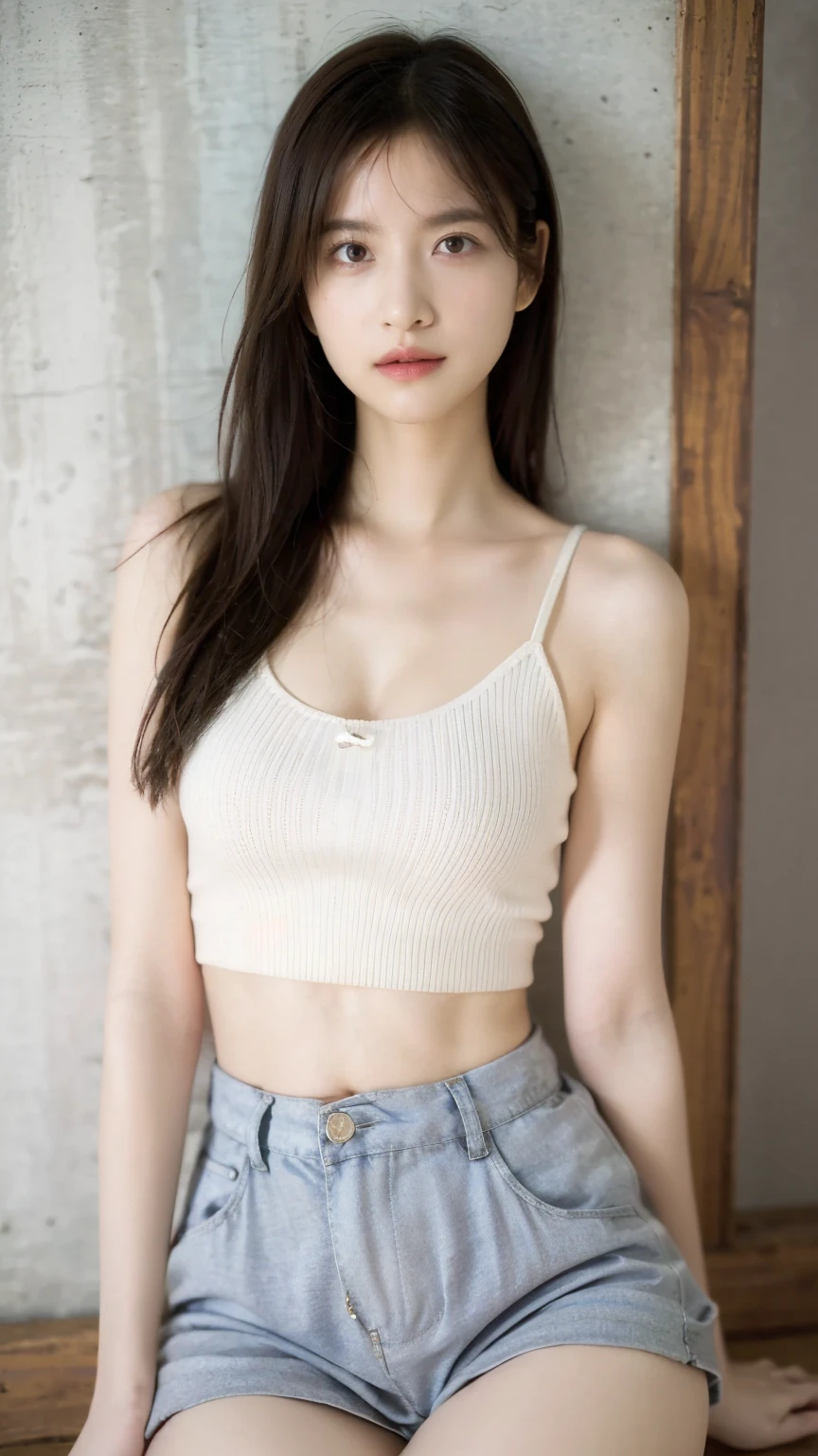 Best quality, masterpiece, ultra high res, ???????, RAW photo, (photorealistic:1.4), 1girl, detailed face, cowboy shot, in (white shirt with blue collar, black sweatpant) (narrow waist:1.2), long hair, in the library, bokeh, beautiful lighting, model posing