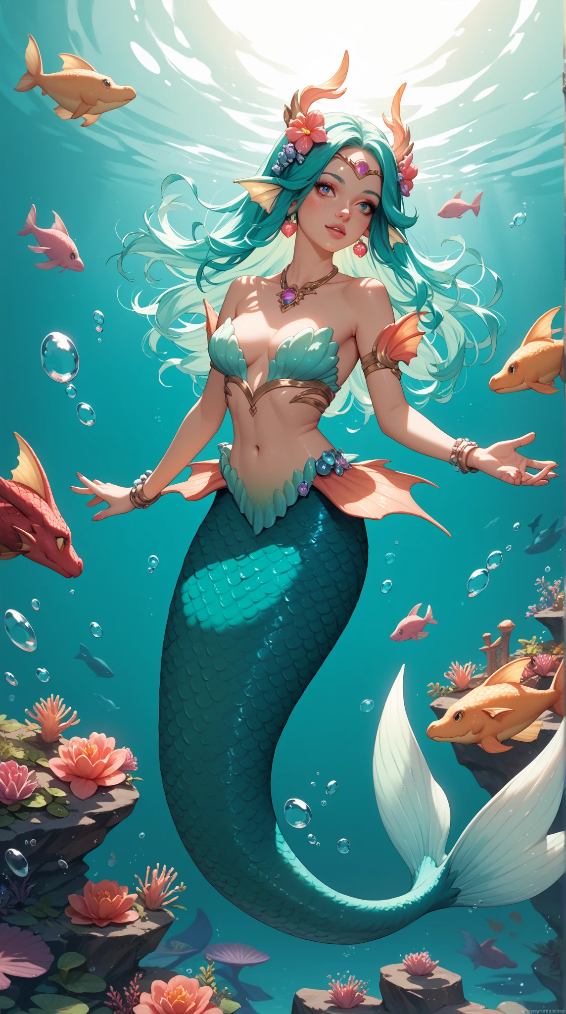 Full body image, mermaid tail, Boy 18 years old, big muscles, shirtless, short hair, sexy, tired face. Sexy poses under the sea, armpit hair