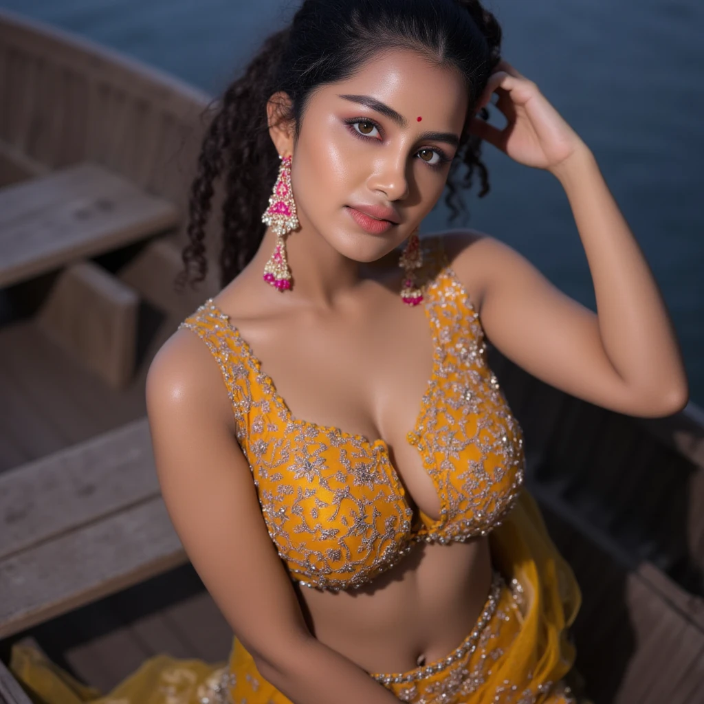 indian mature girl indain women, mature indian ,Masterpiece, blouse less sari(((full figure ))) entire body in frame, (((magical lighting action shot))) (((beautiful fit cute smiling woman standing on marble surrounded by clouds in heaven vast floating lakes rivers waterfalls fantasy landscape))), (((gold lace looking into the camera))) , ((( accurate hands accurate eyes))) moody lighting, blue hour, blue colors, very detailed, dramatic light, 8k HD high definition detailed realistic, detailed, skin texture, hyper detailed, realistic skin texture, armature, best quality, ultra high res, (photorealistic:1.4), high resolution, detailed, raw photo, sharp re, nikon d850 film stock photograph 4 kodak portra 400 camera f1.6 lens rich colors hyper realistic lifelike texture dramatic lighting unrealengine ,cinestill 800, (((accurate female anatomy, perfect eyes)))