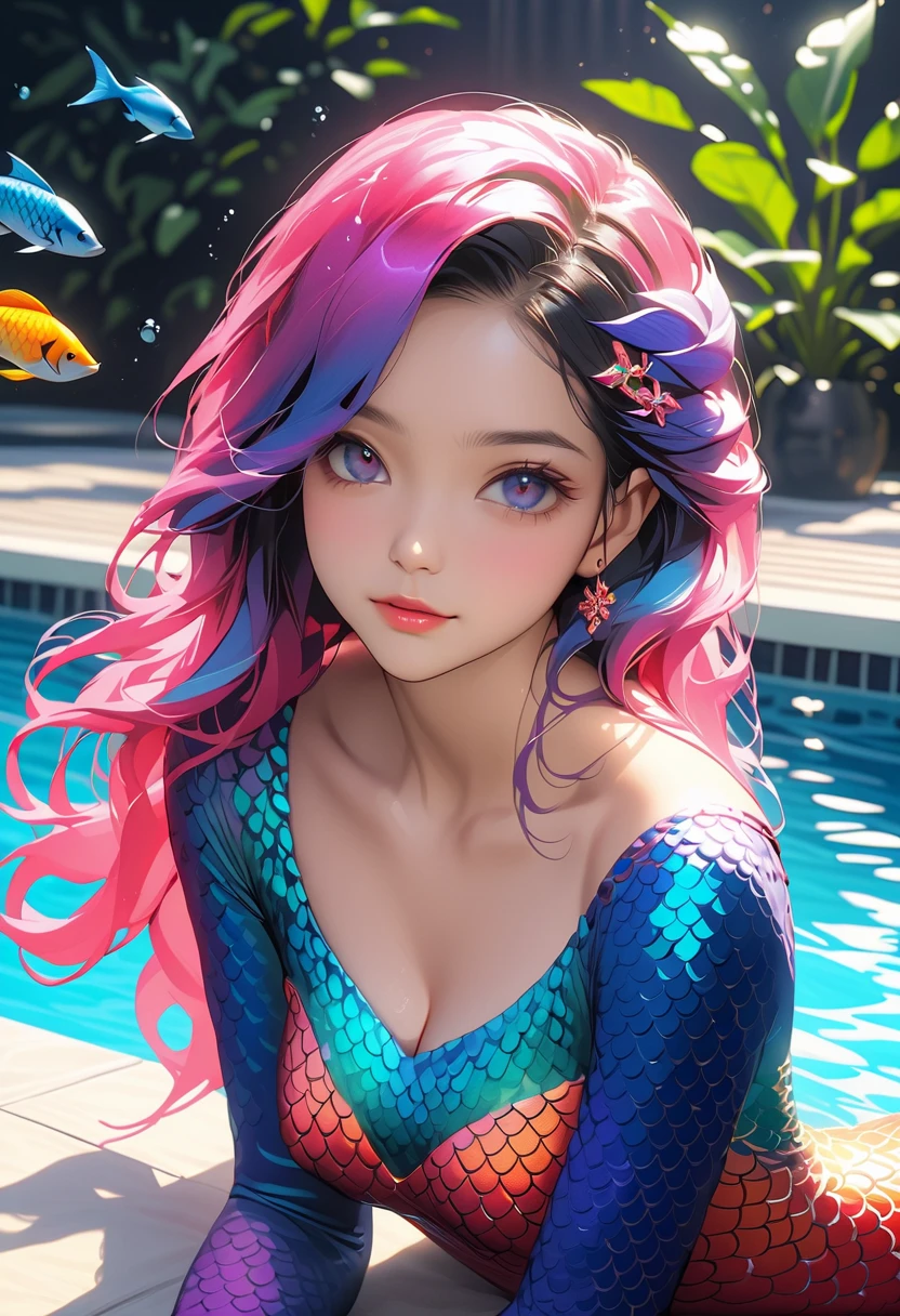 Full Body Portrait、standing、(Colorful Fashion ultra micro mini bikini:1.9)、(colourful hair:1.8)、(All colors of the rainbow:1.8)、((((vertical painting:1.6)))、(painterly、:1.6)、front Face、comic、An illustration、painterly、、big Eyes、Crystal clear eyes、(Iridescent gradient high ponytail:1.7)、Exquisite makeup、mouth closed、(Small fresh:1.5)、(Wipe chest:1.6)、long eyelash、Looking at the audience、Big watery eyes、(Iridescent hair:1.6)、 color splash, (solo、:1.8), color splash, Color explosion, Thick paint style, Messy lines, ((resplendent)), (COLORFUL), (COLORFUL), COLORFUL, COLORFUL, Chic paint style, (Splash) (color splash), vertical painting, upperbody, Paint Splash, Acrylic pigments, gradients, painti, highest quality, highest quality, Master peace、, solo、, depth offield, face-paint, colorfully clothes, (elegantly: 1.2), Gorgeous,slong hair, Wind, (elegantly: 1.3), (flower petals:1.4)、(((Master peace、)))、(((sthe highest qualit)))、((Super Detailed))、(An illustration)、(dynamic ungle)、((floating))、(painti)、((Tousled Hair))、(solo、)、(1女の子)、((Detailed Anima Face)))、((Beautiful Detailed Face))、collared、Bare Shoulder、white haired、((colourful hair))、(((streaked hair))、Beautiful Detailed Eyes、(Eyes in gradient colors)、(((colorful eyes))))、(colorful background))))、((((High Saturation))))、(((Surrounded by colorful splashes)))、