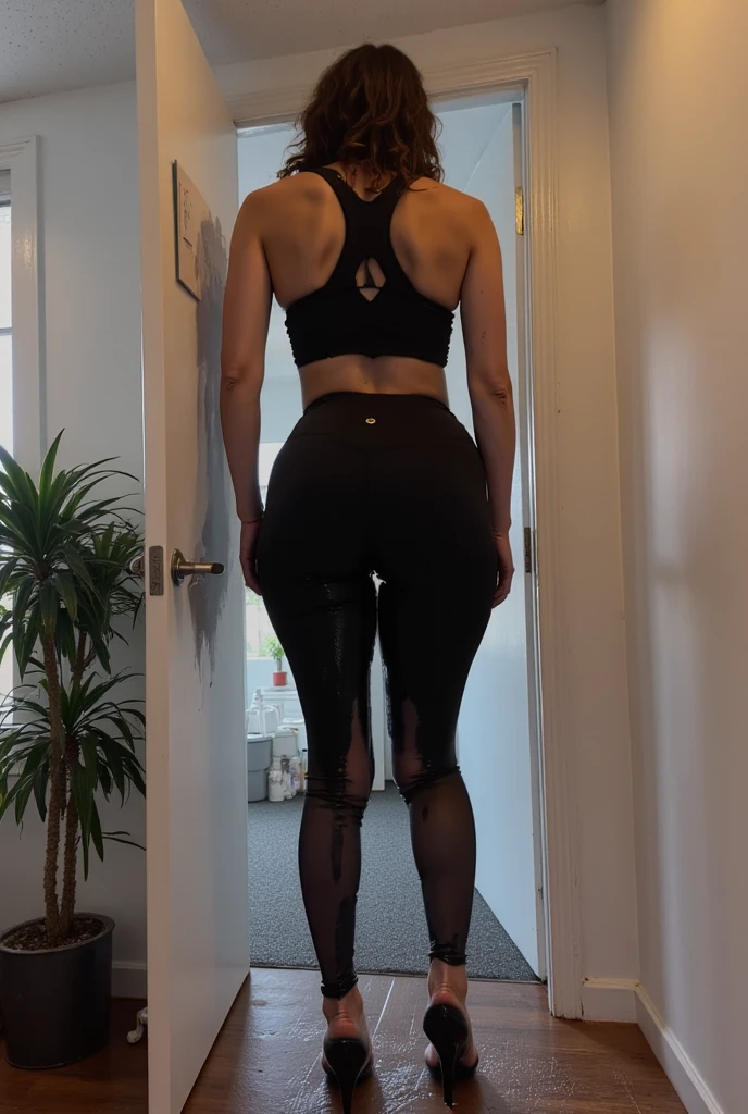 Full body recording, strong fit woman in Cosplay Outfit , dicke Waden, Barefoot , inside