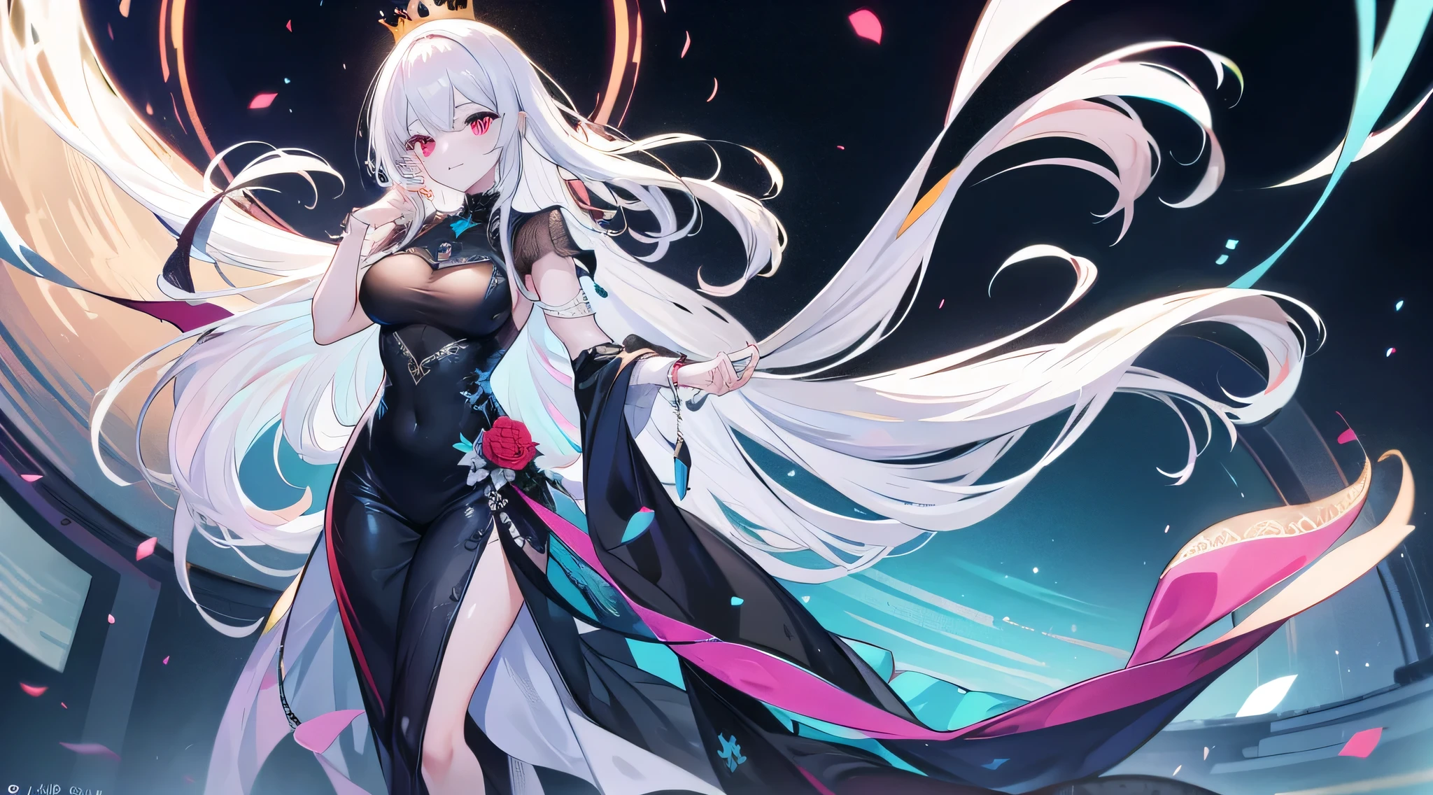 (15 years old), (1Girl), (((IDOL))), (solo), (masterpiece), (best quality: 1.2), (One lady), (Ultra-detailed:1.3), (CG Illustration), (full-shot), (illustration), ((kawaii girl:1.1)), (detailed light), (Highlights), (beautiful detailed body), (detailed sparkling eyes), Best picture quality, (Body and facial contours:1.2), ((8k_wallpaper)), Dynamic Light: 1.3), Cinematic Light Effects, Delicate Facial Features, Detailed Eyes, Sharp Pupils, Realistic Pupils, Deep Field of Vision, Clear Focus, (Ultra Detailed, Bloom, Glow: 1.5), (((Extremely detailed wallpaper 4k CG unity))), (High contrast:1.2), (Colorful), ((Disheveled hair)), (blushed face:1.3), (illustration:0.8), (beautiful detailed eyes:1.6), (((league of legends art style)))
BREAK clothes inspired Chinese culture, butterfly details, cosmos palate 
BREAK ((white hair)), long hair, straight hair,
BREAK (eyes covered by white band)
BREAK indoors
BREAK looking at viewer, portrait, full body, full character
BREAK smile, closed mouth, half closed eyes,
BREAK (small breast:1.2)
BREAK ((perfect limbs)), ((normal hands)), ((normal five fingers)), ((normal legs)), ((normal feet’s), ((perfect anatomy)