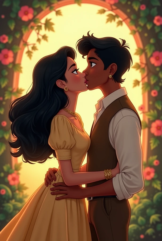 monochrome manga art style of the lustful jasmine and aladdin