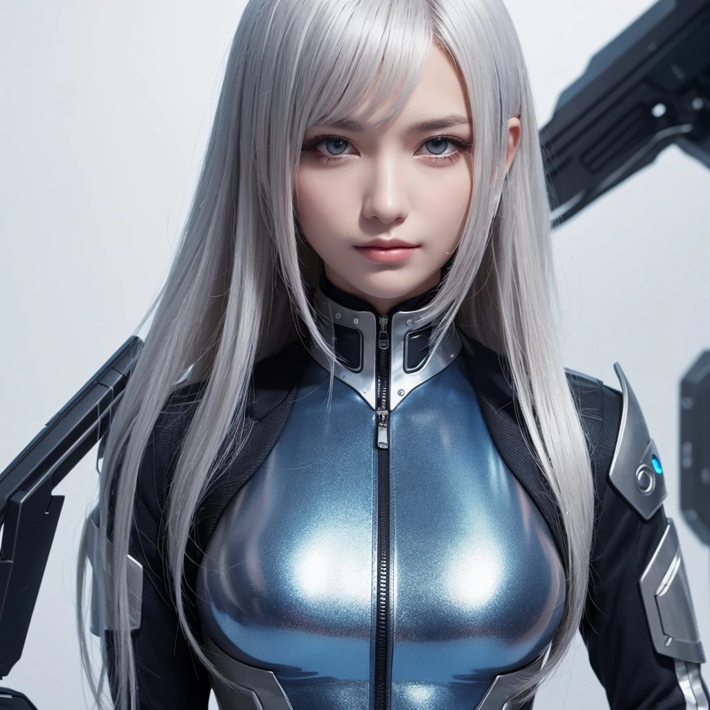 cyber angel,machine wing,laser sword,{{Sci-Fi Armor}},cyber suit,cyberpunk,science fiction,cyber battle armor,Battledress,Military Uniforms,pants,black military uniform,whole body,Height: 168cm,almond shape eyes,{{{{{silver eyes}}}}},{{{{{dull bangs}}}}},(slanted eyes},{{whole body},{{{1 girl}}}, long hair, straight hair,{{{{silver hair}}}},{{{tsurime}}},30 years old,{Medium chest},{{bush}},silver eyes,{{{masterpiece}}}, {{{highest quality}}}, {{Super detailed}}, {shape}, {{very delicate and beautiful}},very detailed,detailed perfect,detailed hyper,Abundant thighs,big ass,black clothes