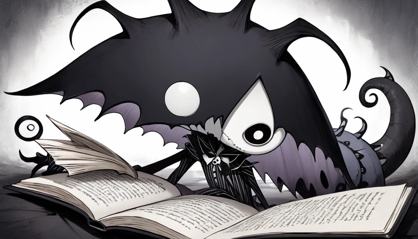 The wizard holds a magic book,The Book of Magic is located in the center, The picture is divided into two parts, Left and right, From Middle,Dark evil tones on the left,Lamp on the right,Vivid Contrast,A sense of conflict,Artistic sense